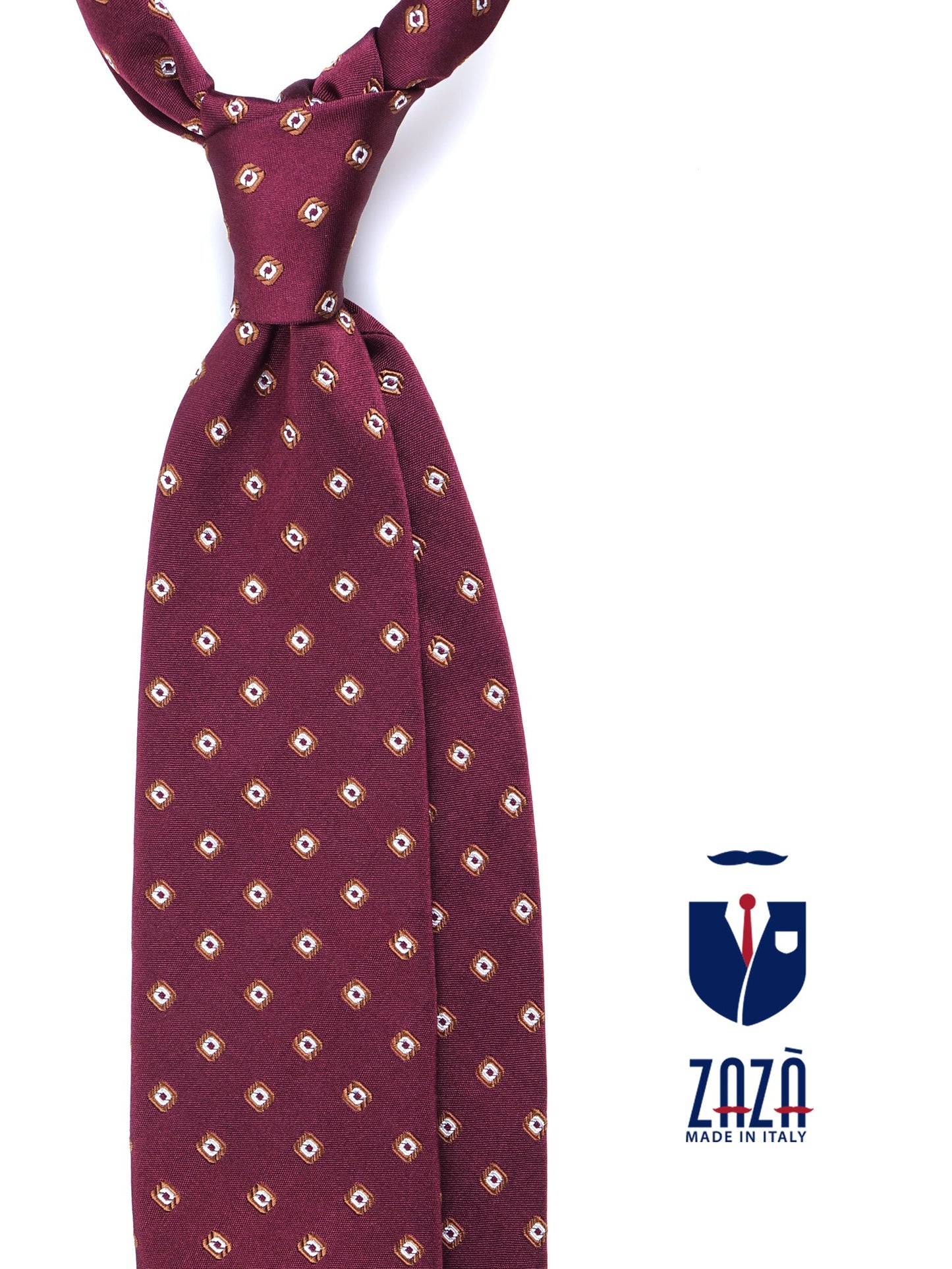 Bordeaux 3 fold silk/cotton tie GINGER