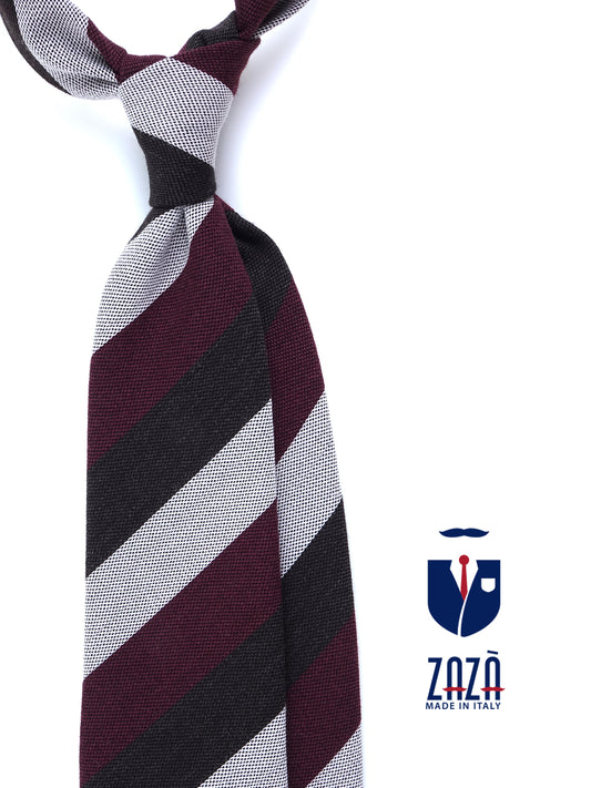 Burgundy Tie with 3 Folds in Wool/Silk MIRANDA