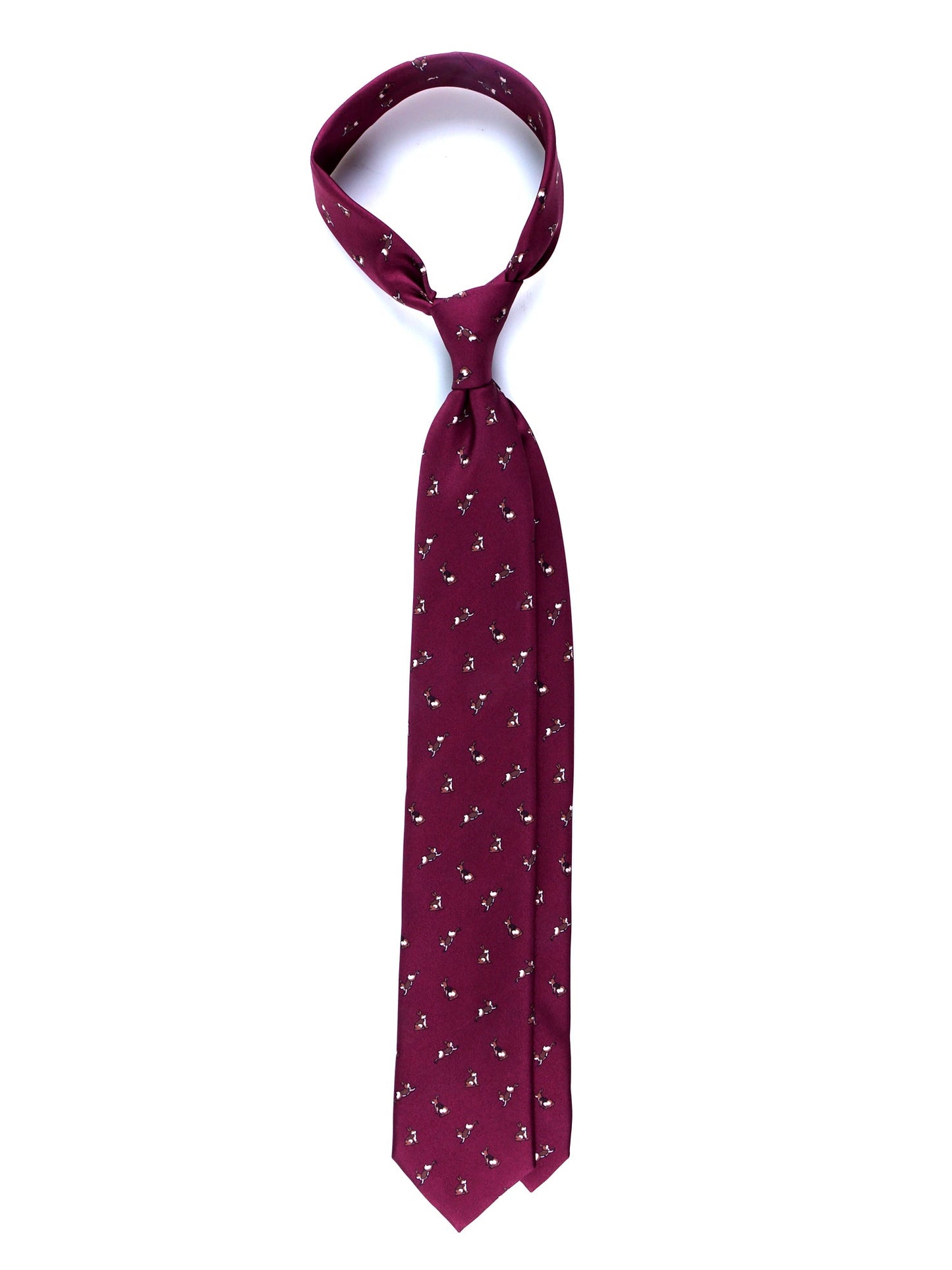 Bordeaux Tie 3 Folds LEPRE in Printed Silk