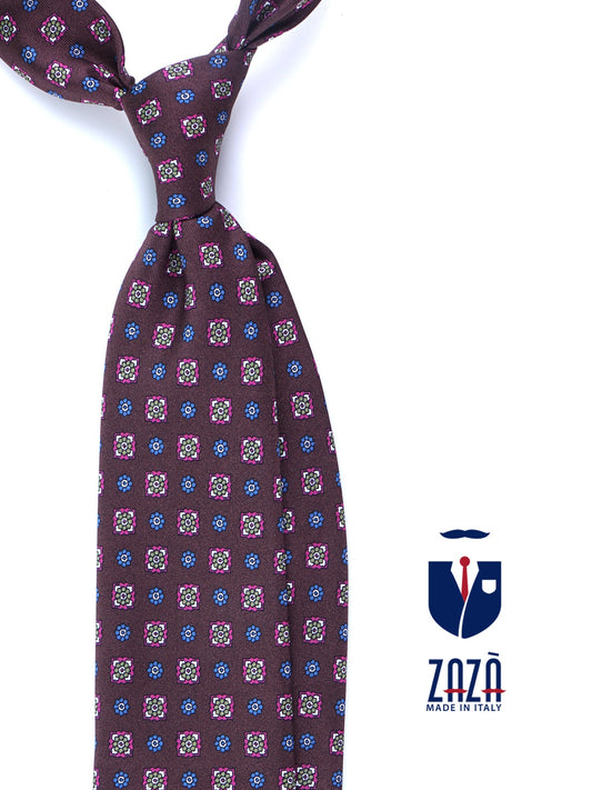 Dark Brown 3 Fold GAIA Printed Silk Tie