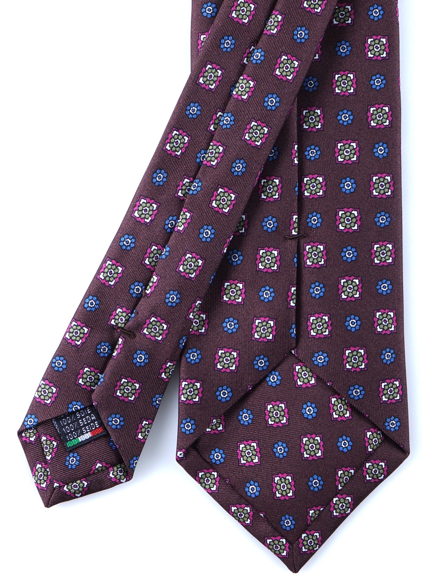 Dark Brown 3 Fold GAIA Printed Silk Tie