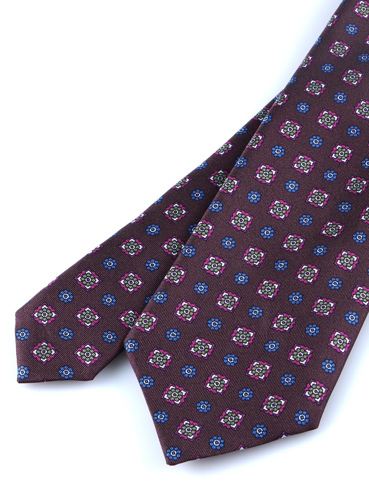 Dark Brown 3 Fold GAIA Printed Silk Tie