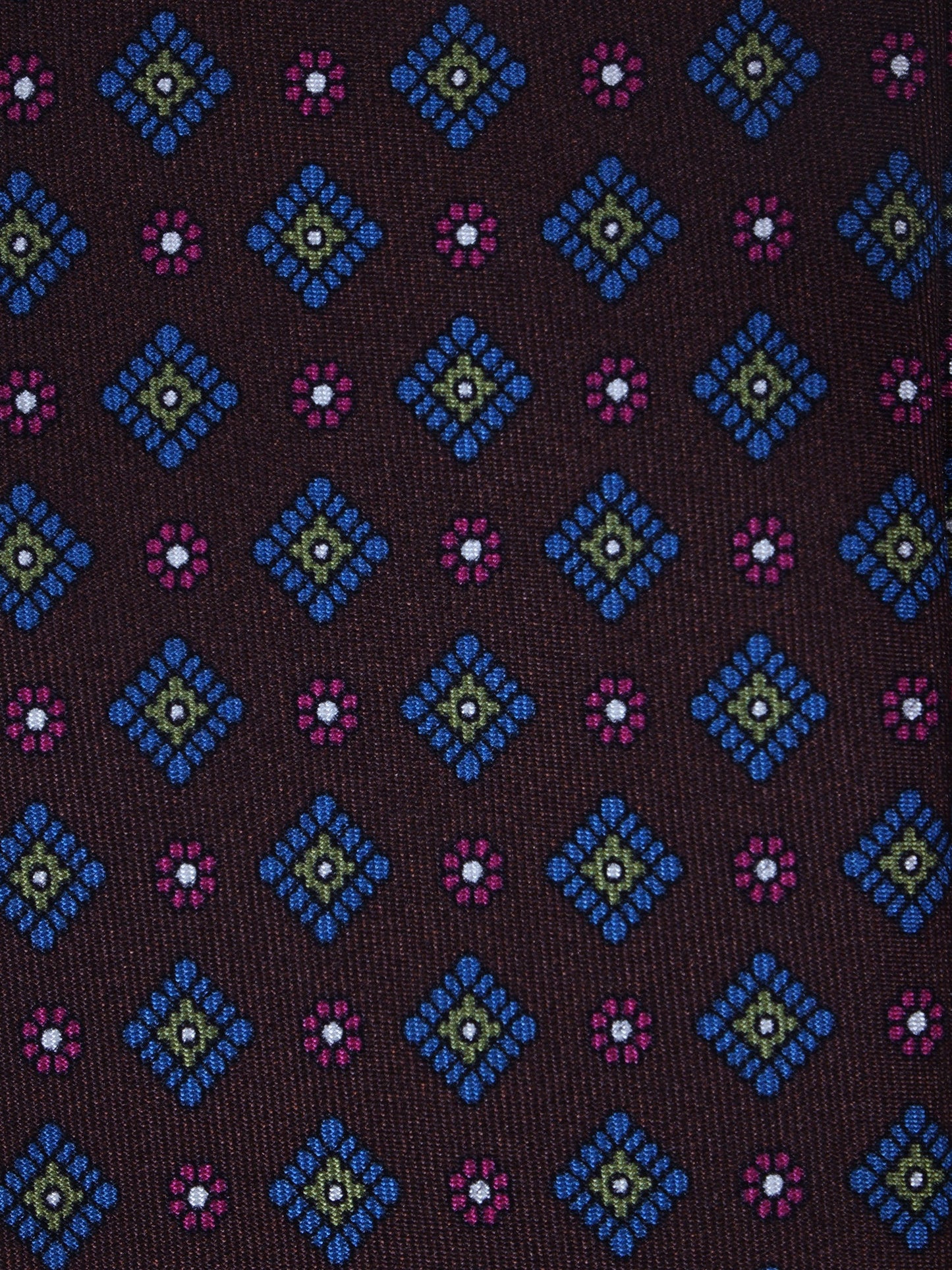 Dark Brown 3 Folds MARGY Printed Silk Tie