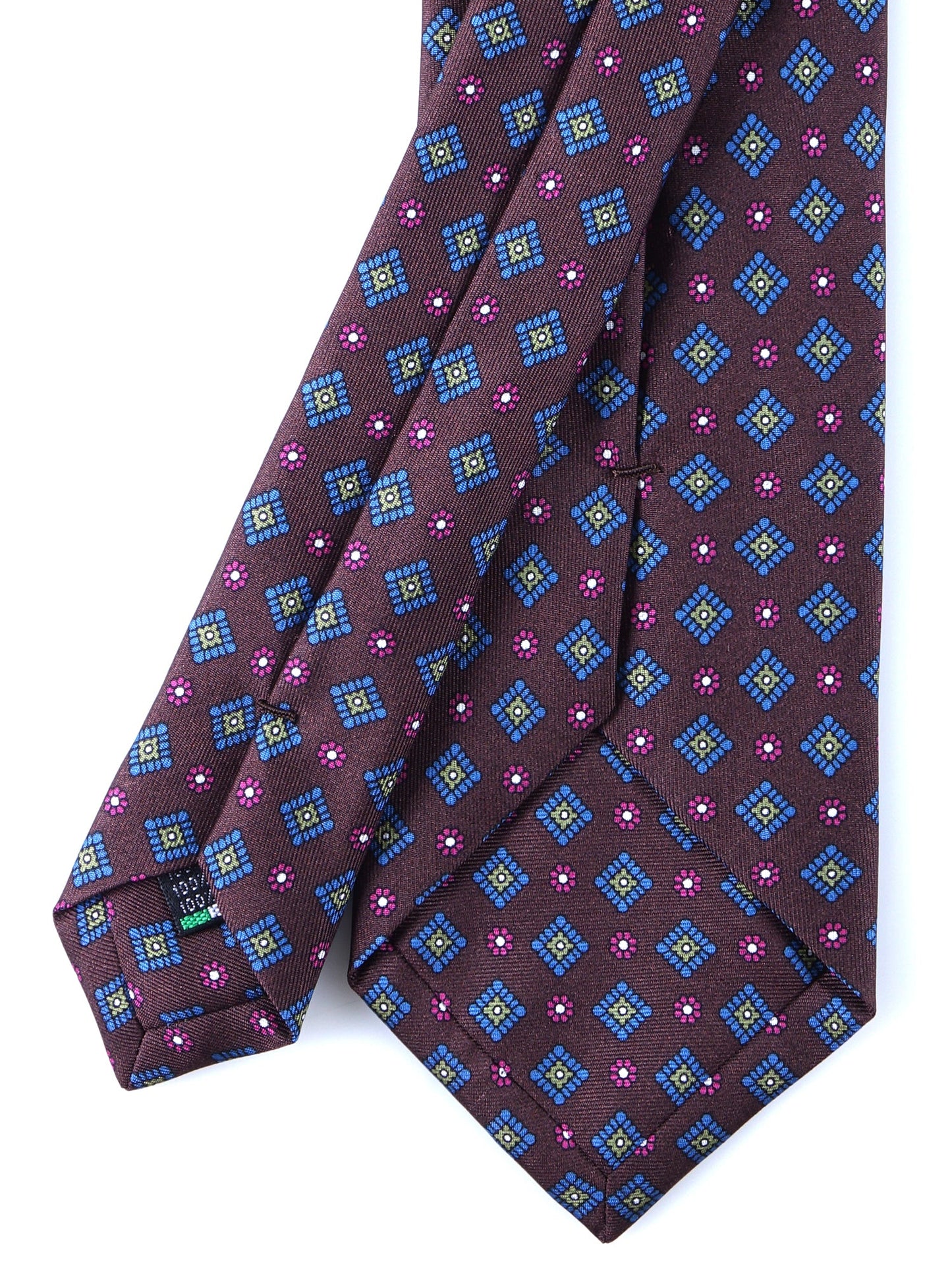 Dark Brown 3 Folds MARGY Printed Silk Tie