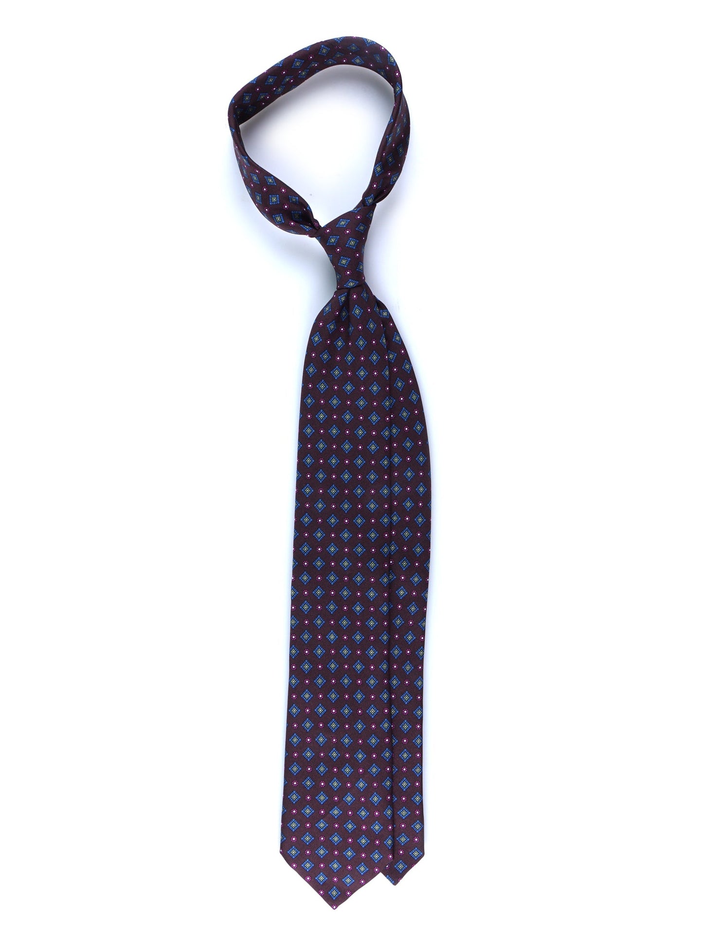 Dark Brown 3 Folds MARGY Printed Silk Tie