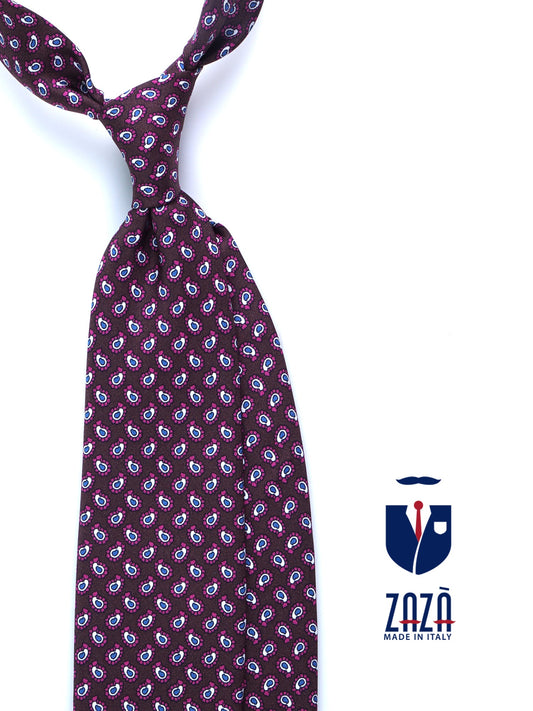 Dark Brown 3 Fold BARDOT Printed Silk Tie