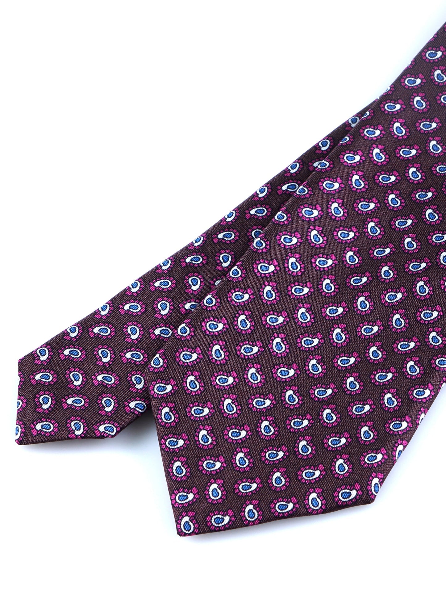 Dark Brown 3 Fold BARDOT Printed Silk Tie