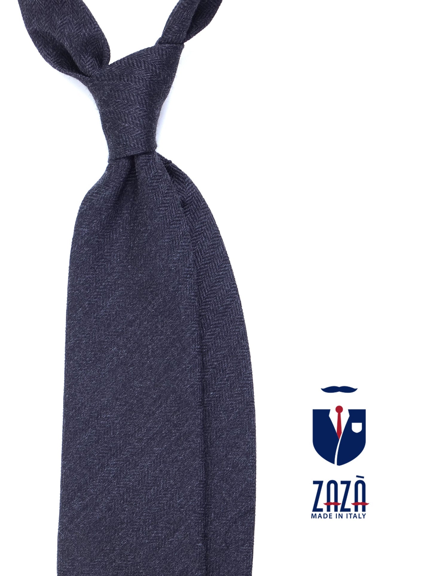 Dark Grey 3-fold KIKKY Tie in Wool/Silk