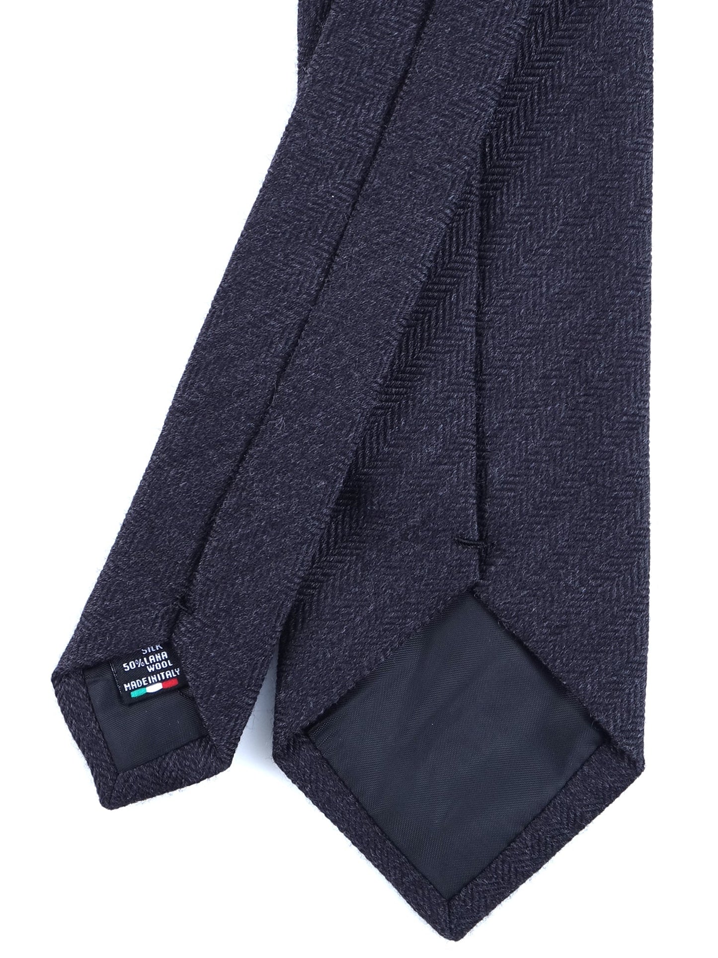 Dark Grey 3-fold KIKKY Tie in Wool/Silk