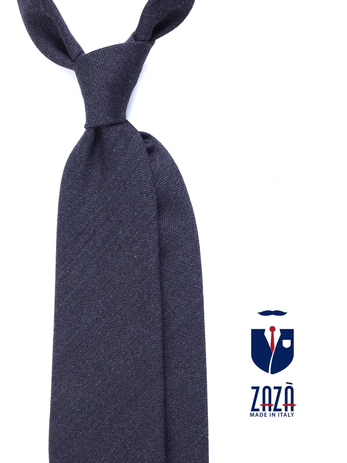 Dark Gray 3-Fold BIGOL Tie in Wool/Silk