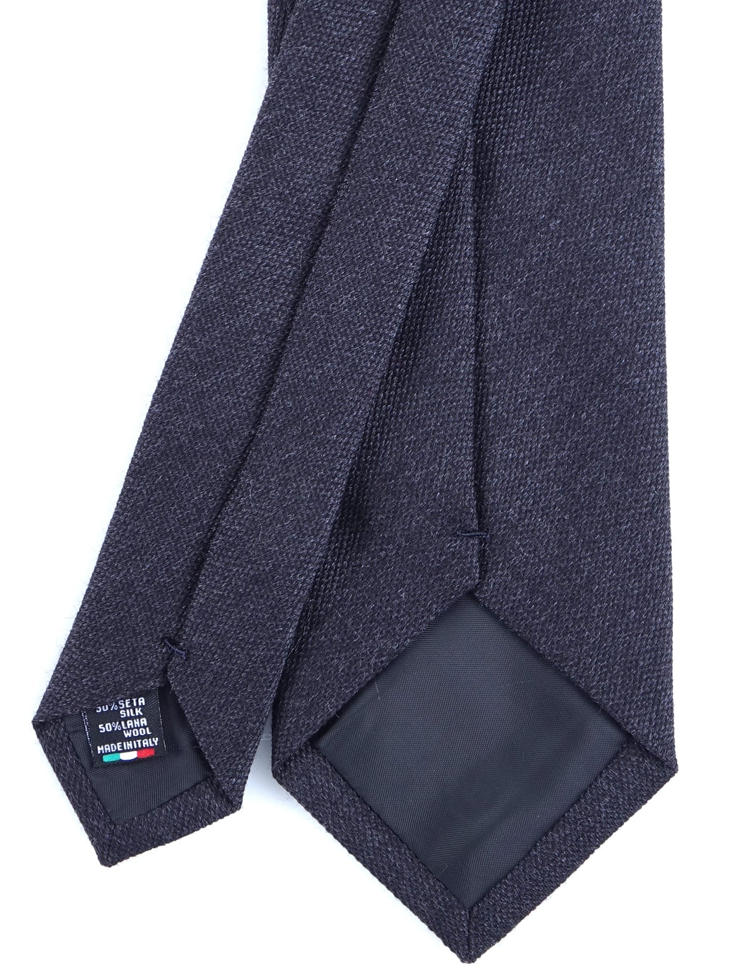 Dark Gray 3-Fold BIGOL Tie in Wool/Silk