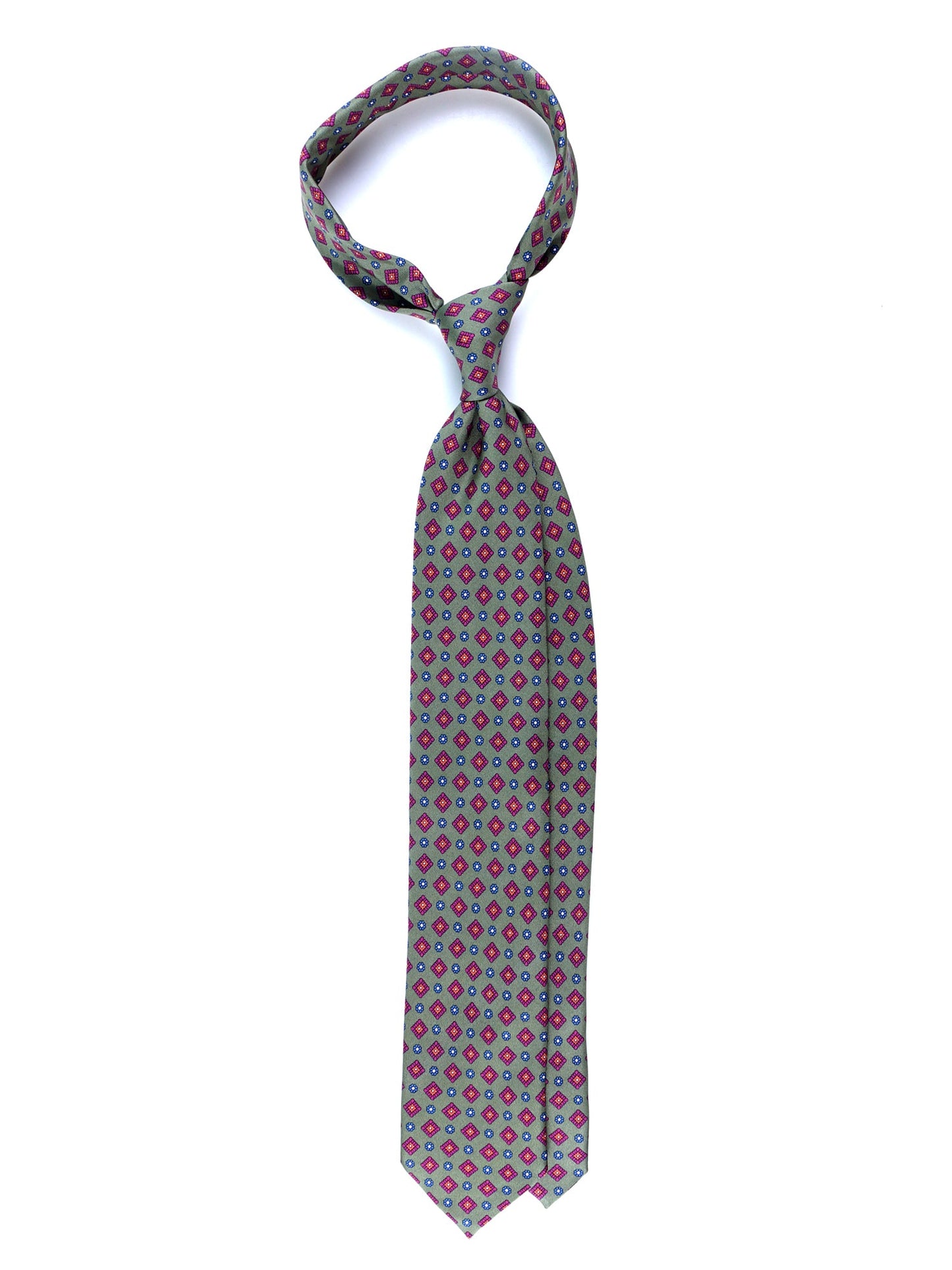 Green 3 Fold MARGY Printed Silk Tie