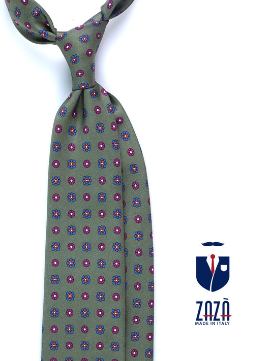 Green 3 Folds VALERY Printed Silk Tie