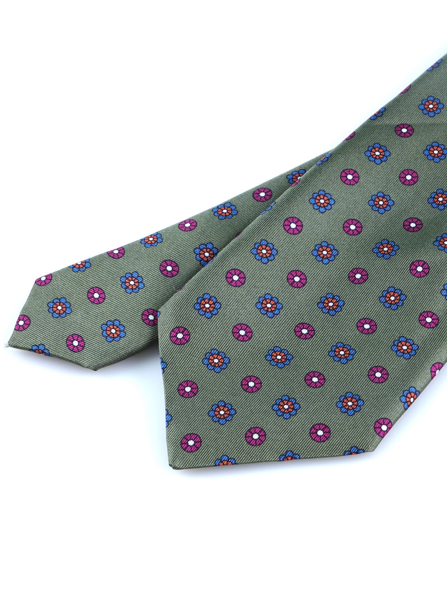 Green 3 Folds VALERY Printed Silk Tie