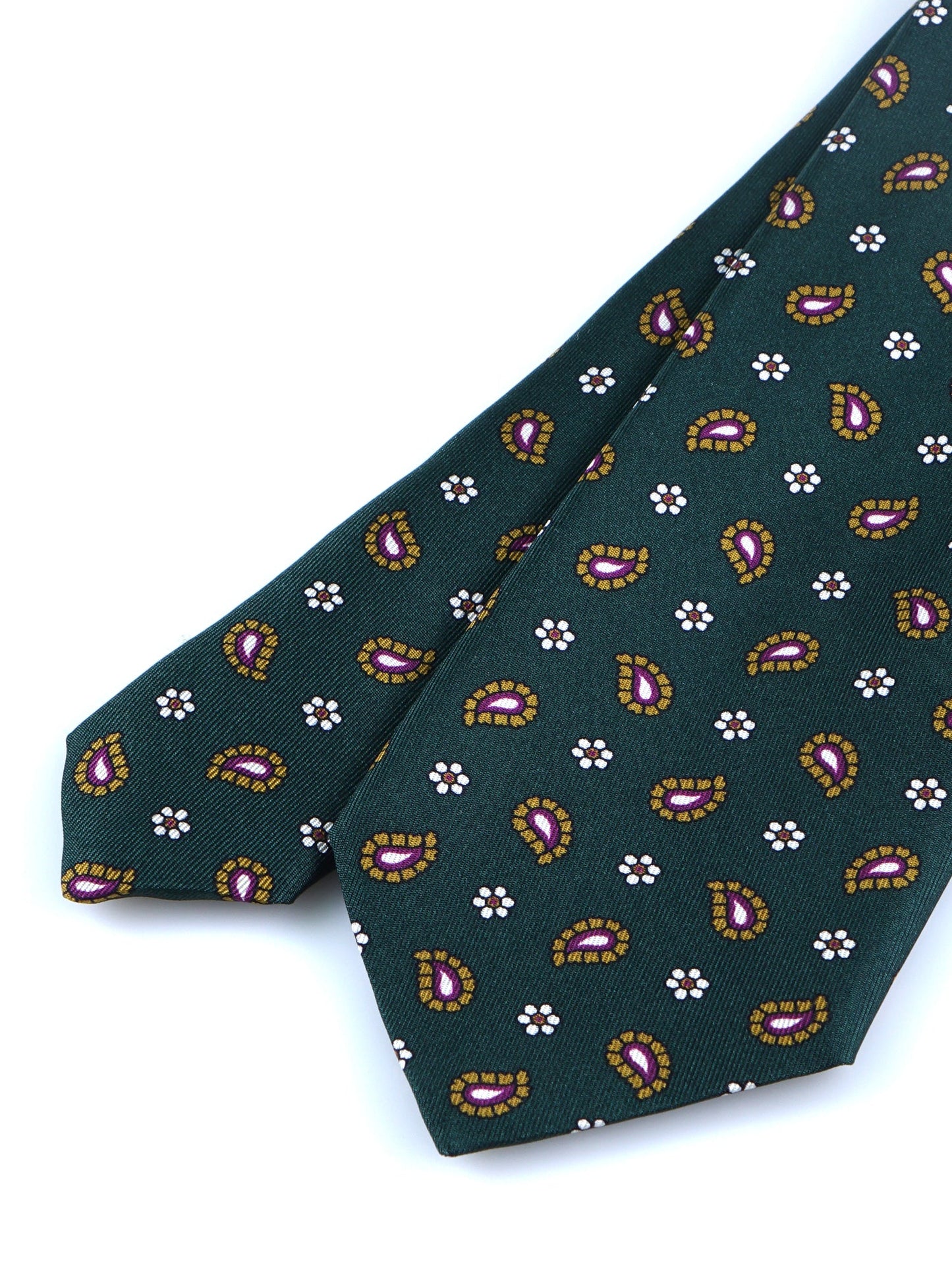 Green Tie 3 Folds ESTER in Printed Silk