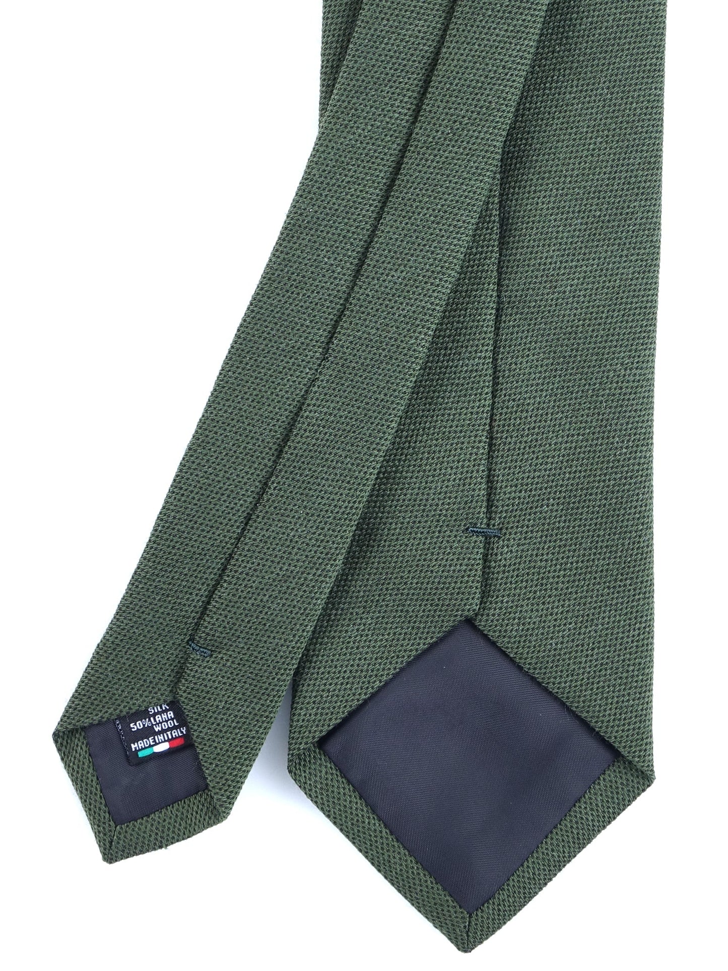 Green 3-Fold BIGOL Tie in Wool/Silk