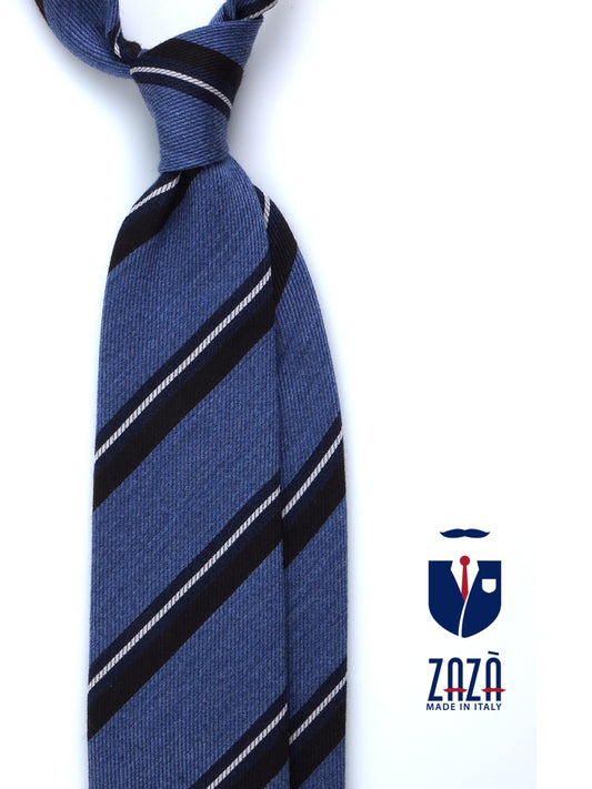 Jeans Color Tie with 3 Folds in Wool/Silk ABIGAIL