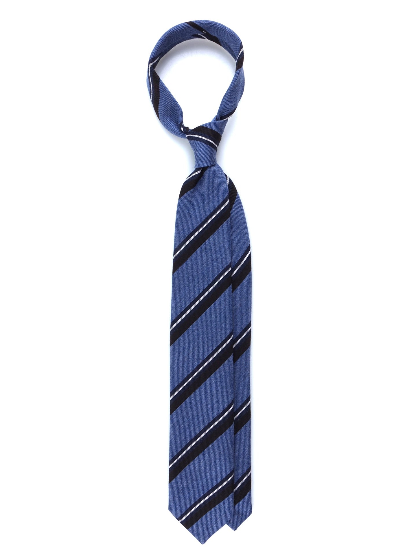 Jeans Color Tie with 3 Folds in Wool/Silk ABIGAIL