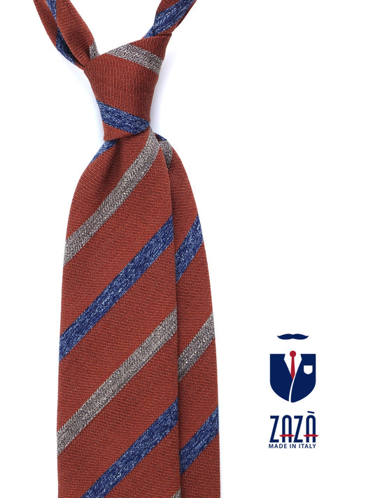 Light Brown Tie with 3 Folds in Wool/Silk NABIR