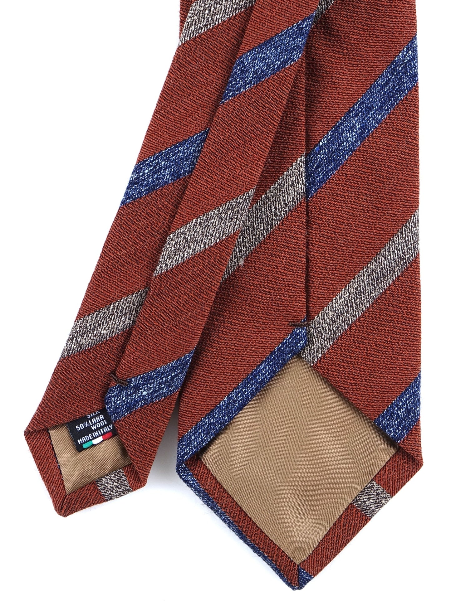 Light Brown Tie with 3 Folds in Wool/Silk NABIR