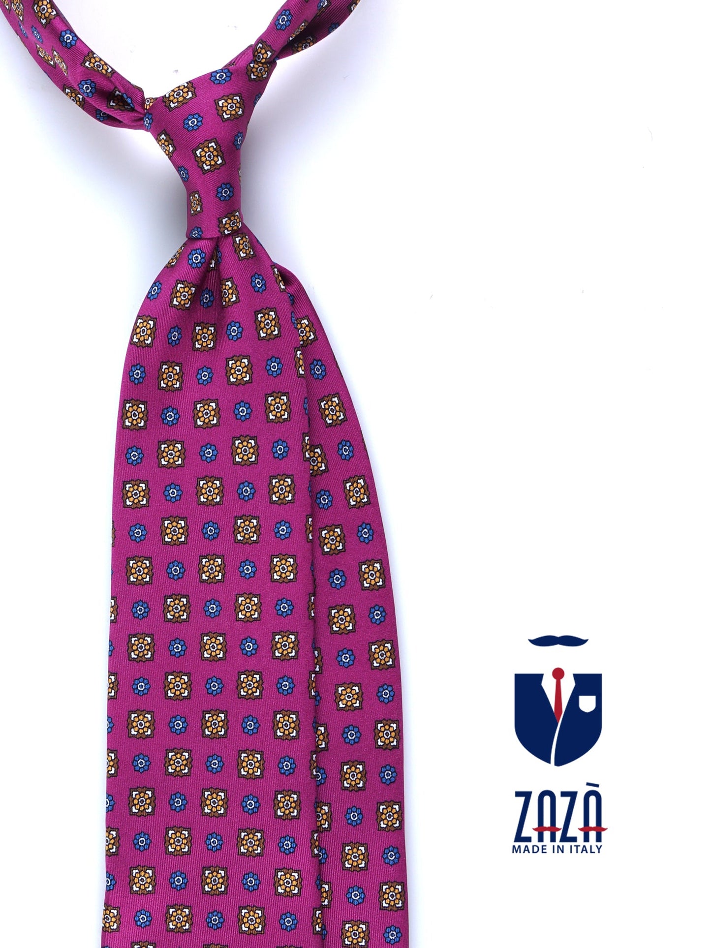 Lilac Tie with 3 Folds GAIA in Printed Silk