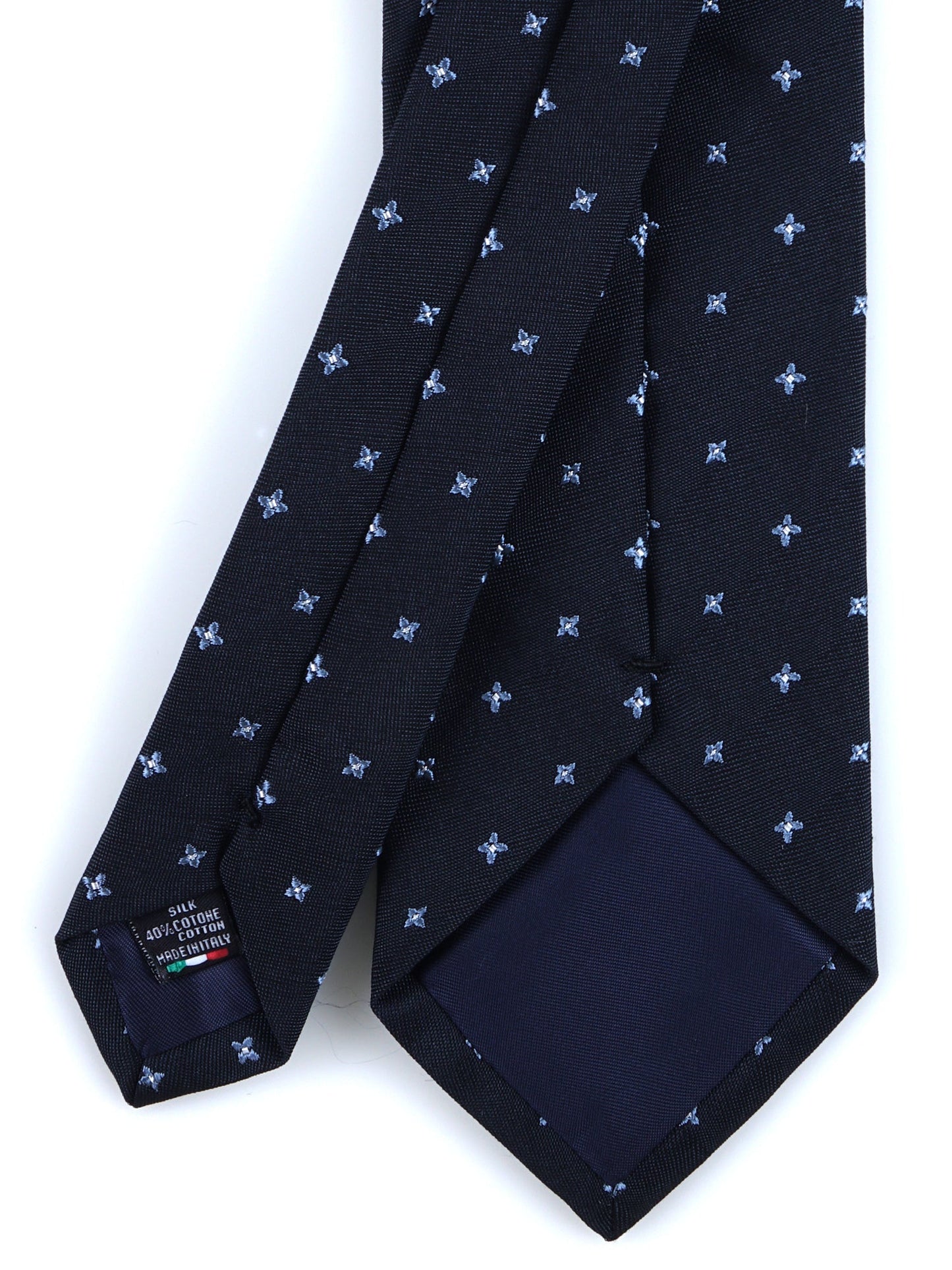 Dark Blue 3 Fold Silk/Cotton Tie MARTIN