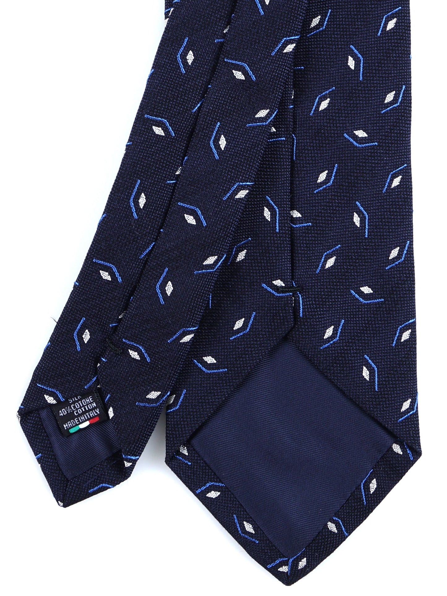 Dark Blue 3 Fold Silk/Cotton Tie GALACE