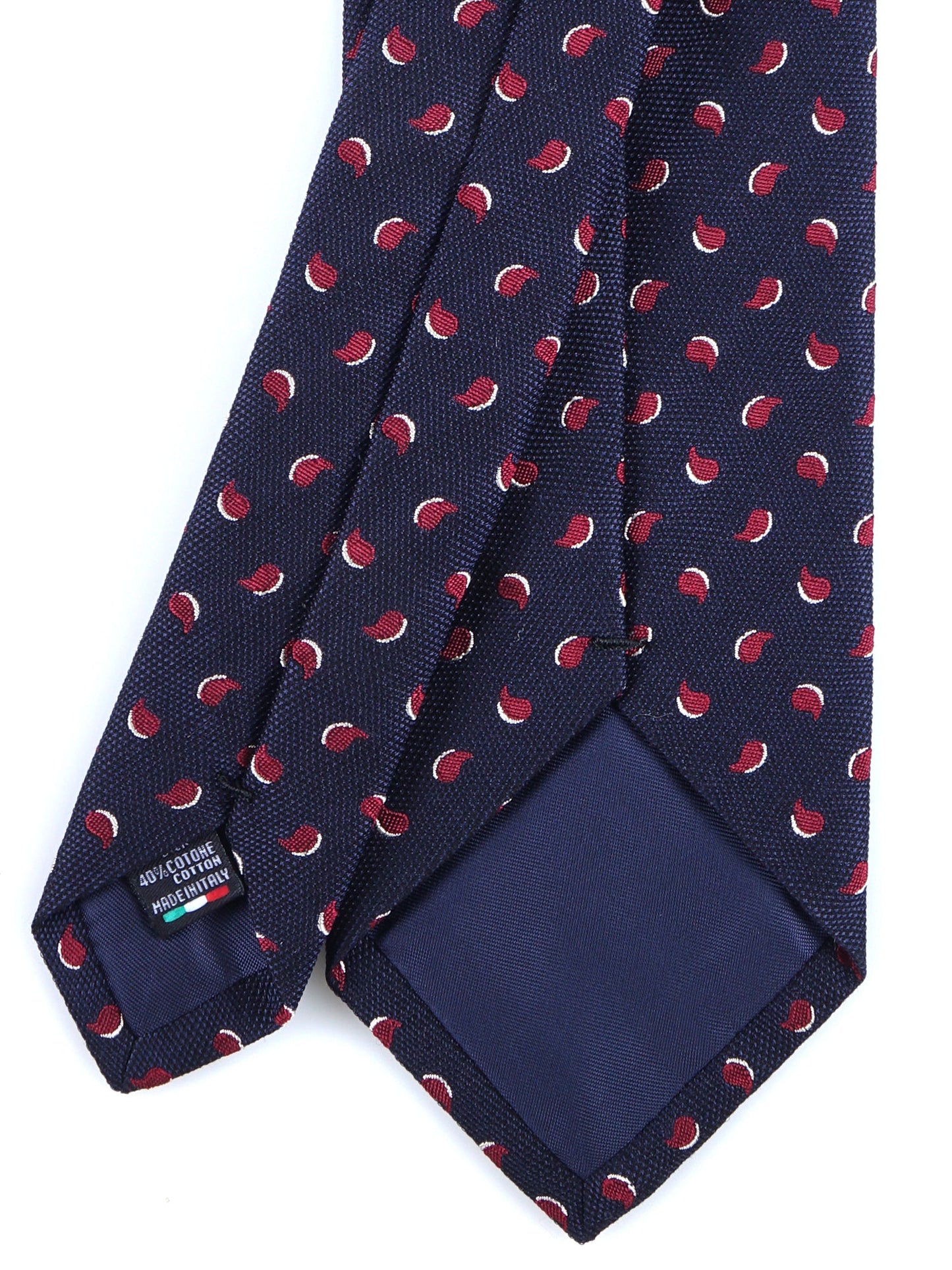 Dark Blue 3 Fold Silk/Cotton Tie LEILA