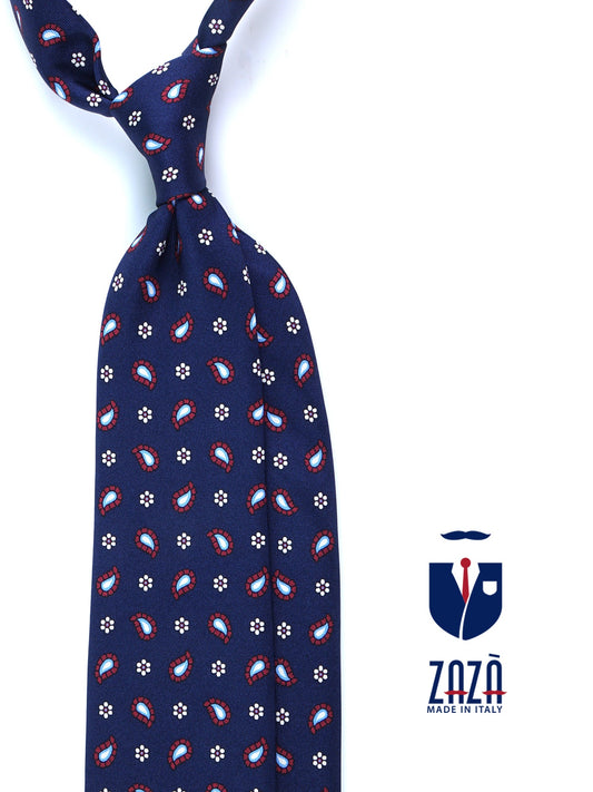Blue Tie 3 Folds ESTER in Printed Silk