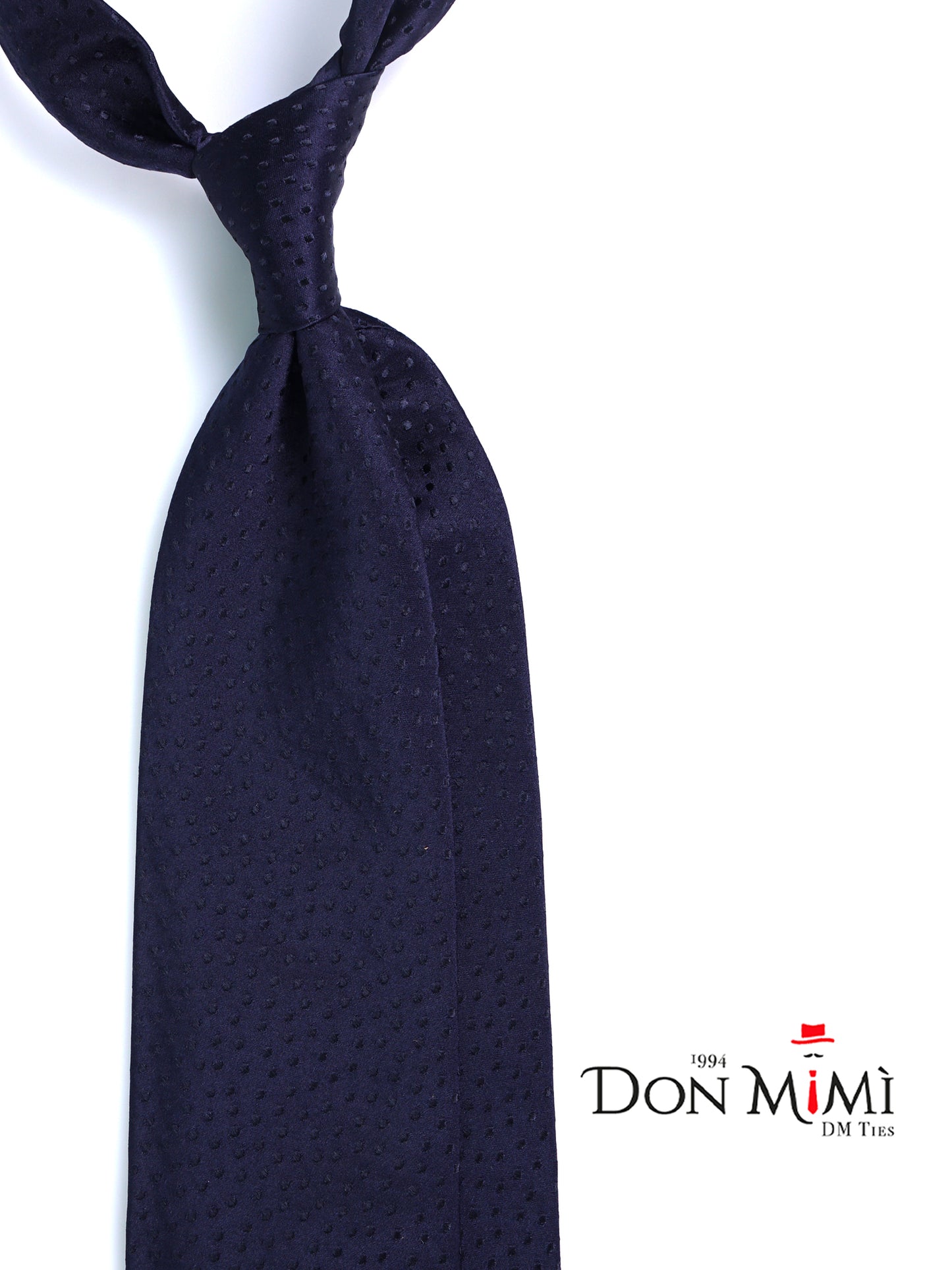 3 Fold Tie ABASIA in Woven Silk Dark Blue