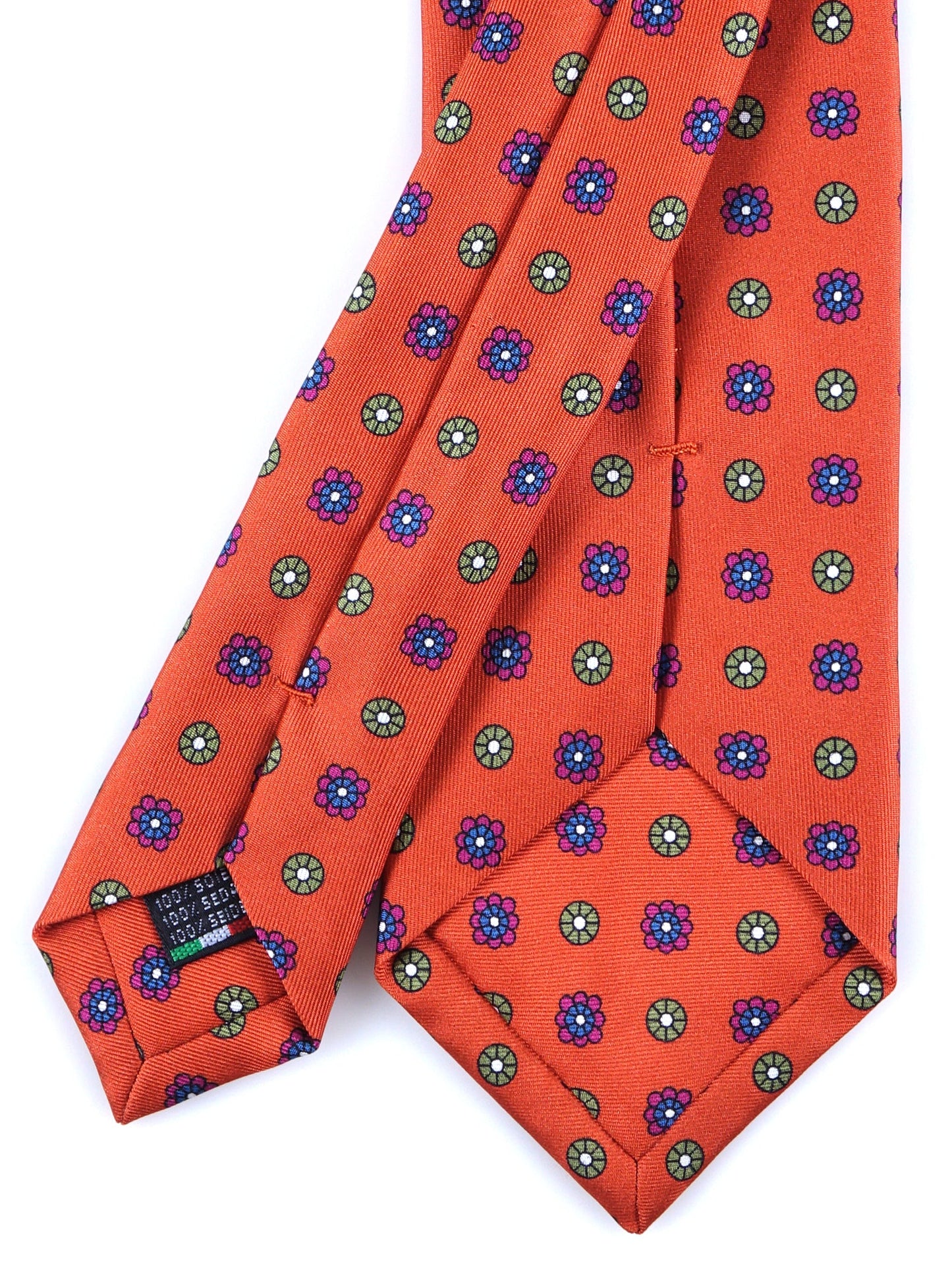Orange 3 Folds VALERY Printed Silk Tie
