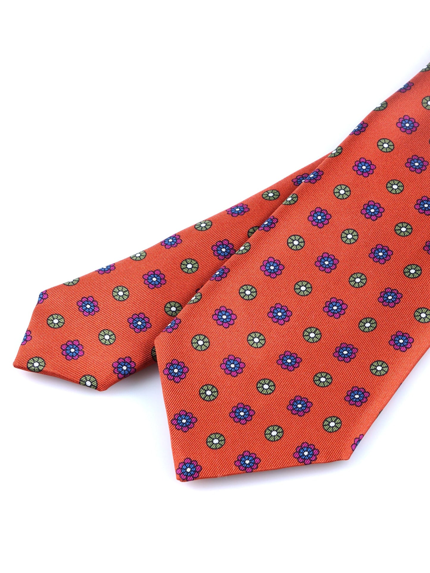 Orange 3 Folds VALERY Printed Silk Tie