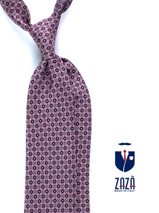 Pink Tie 3 Folds BEATRYCE in Printed Silk