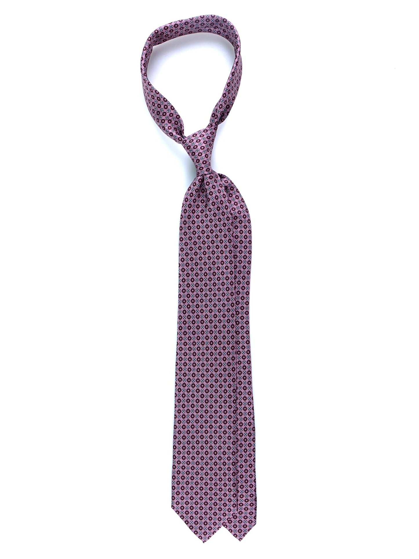 Pink Tie 3 Folds BEATRYCE in Printed Silk