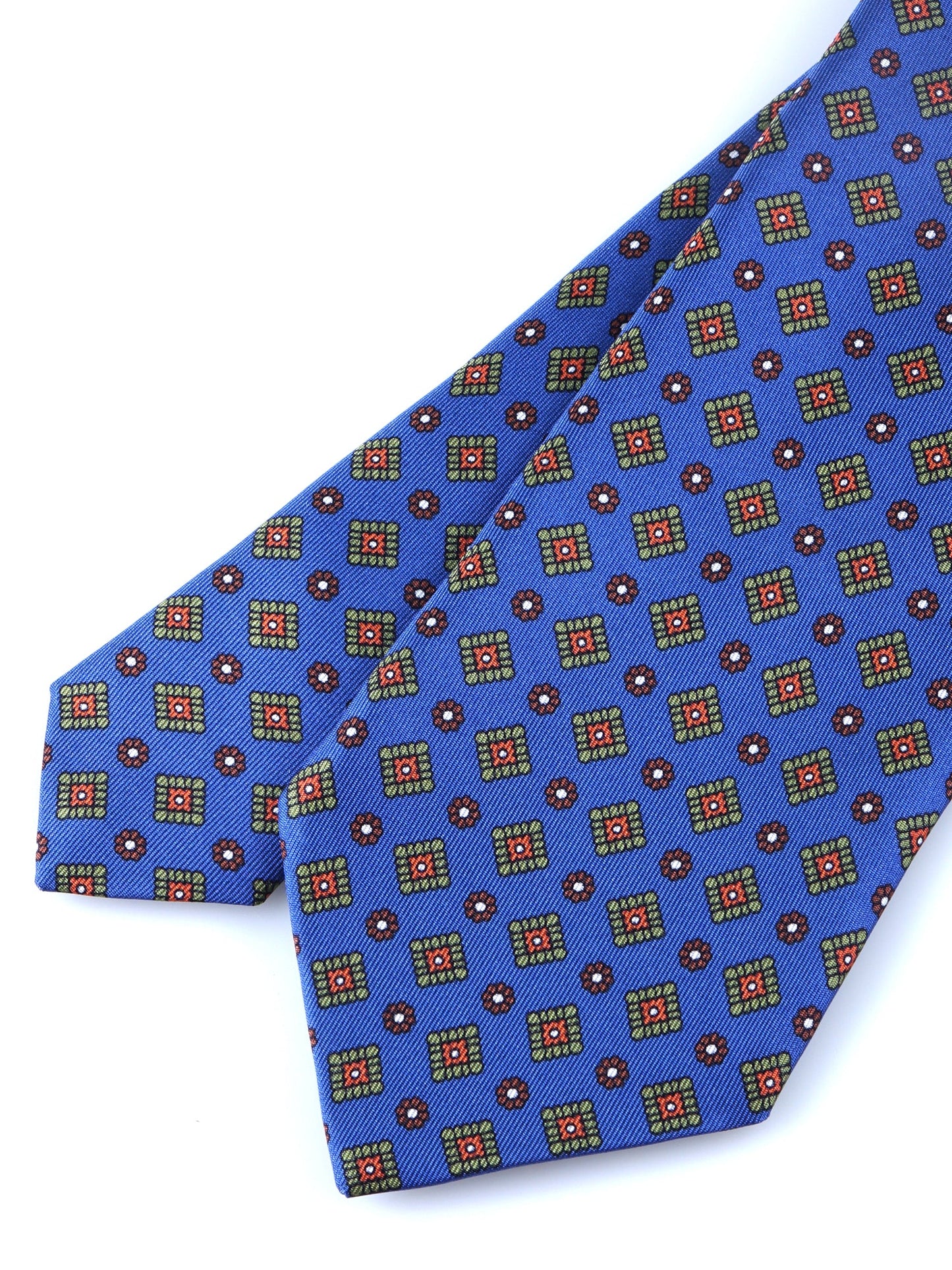 Light Blue 3 Folds MARGY Printed Silk Tie