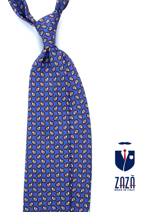 Light Blue 3 Folds BARDOT Printed Silk Tie