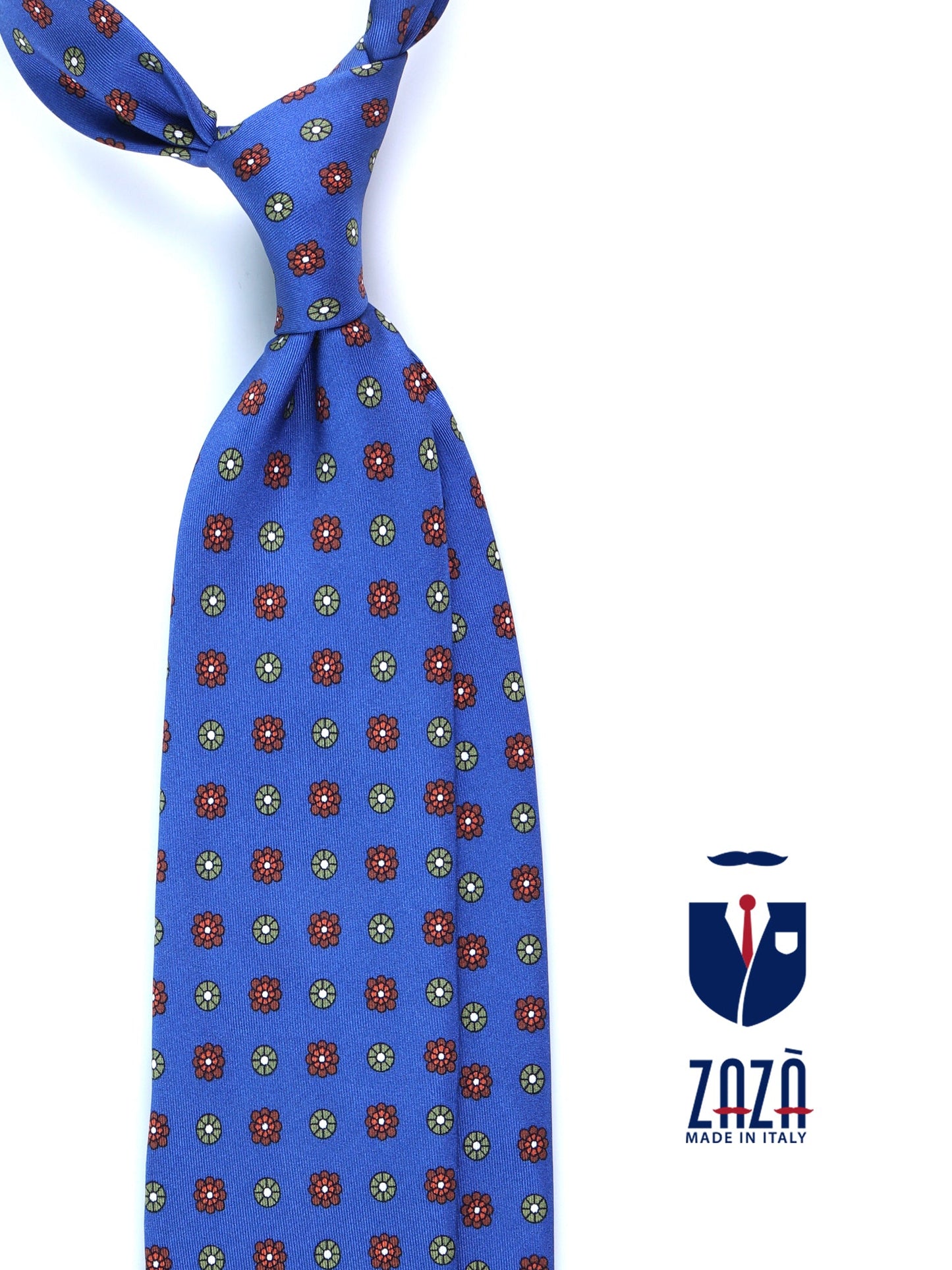 Light blue 3 Folds VALERY printed silk tie