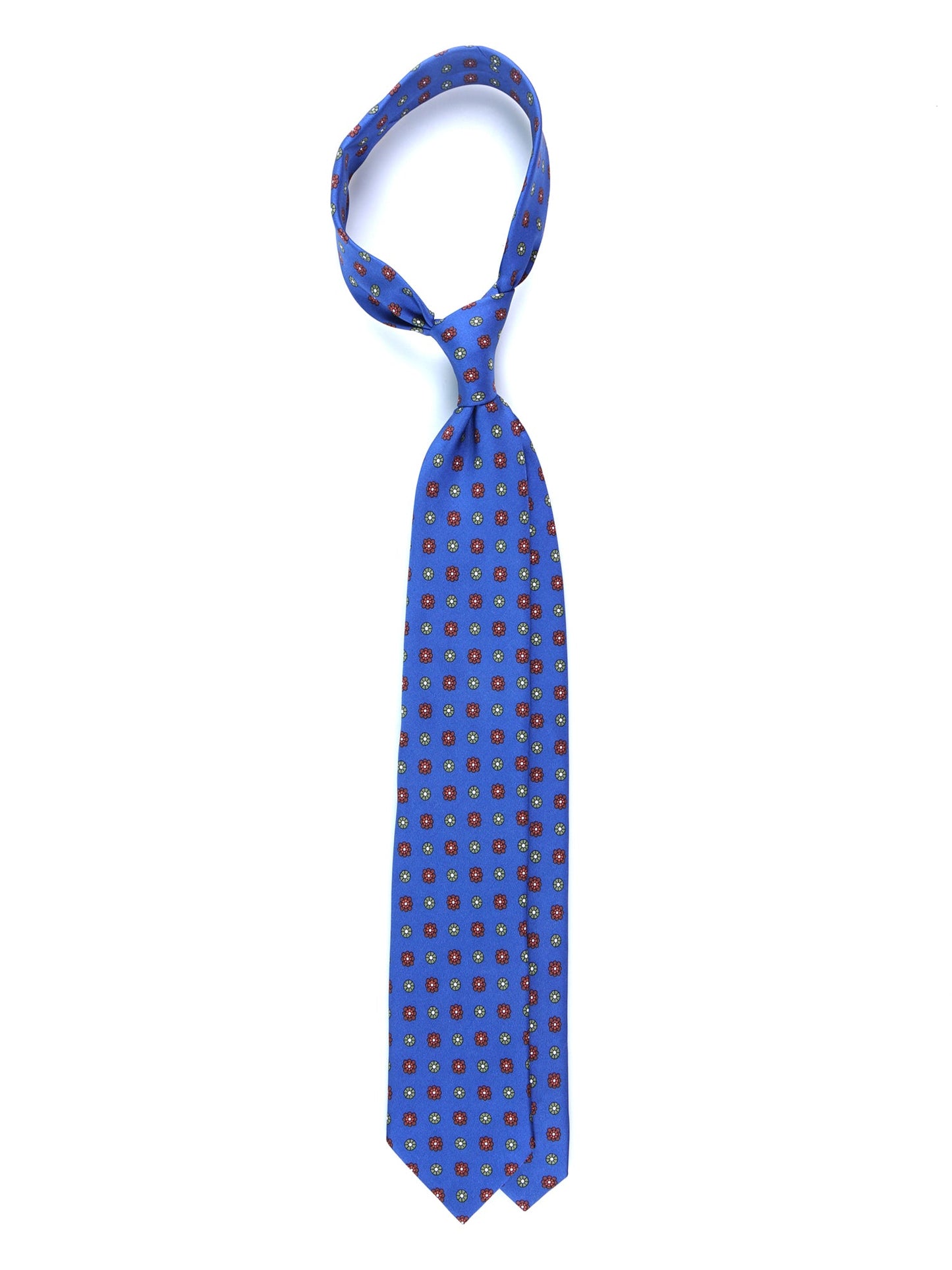 Light blue 3 Folds VALERY printed silk tie