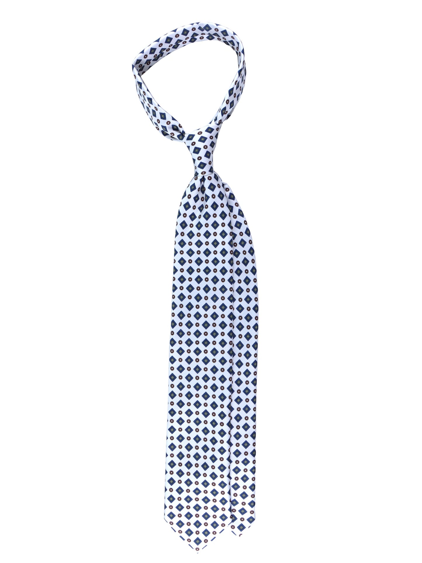 White 3-Fold MARGY Printed Silk Tie