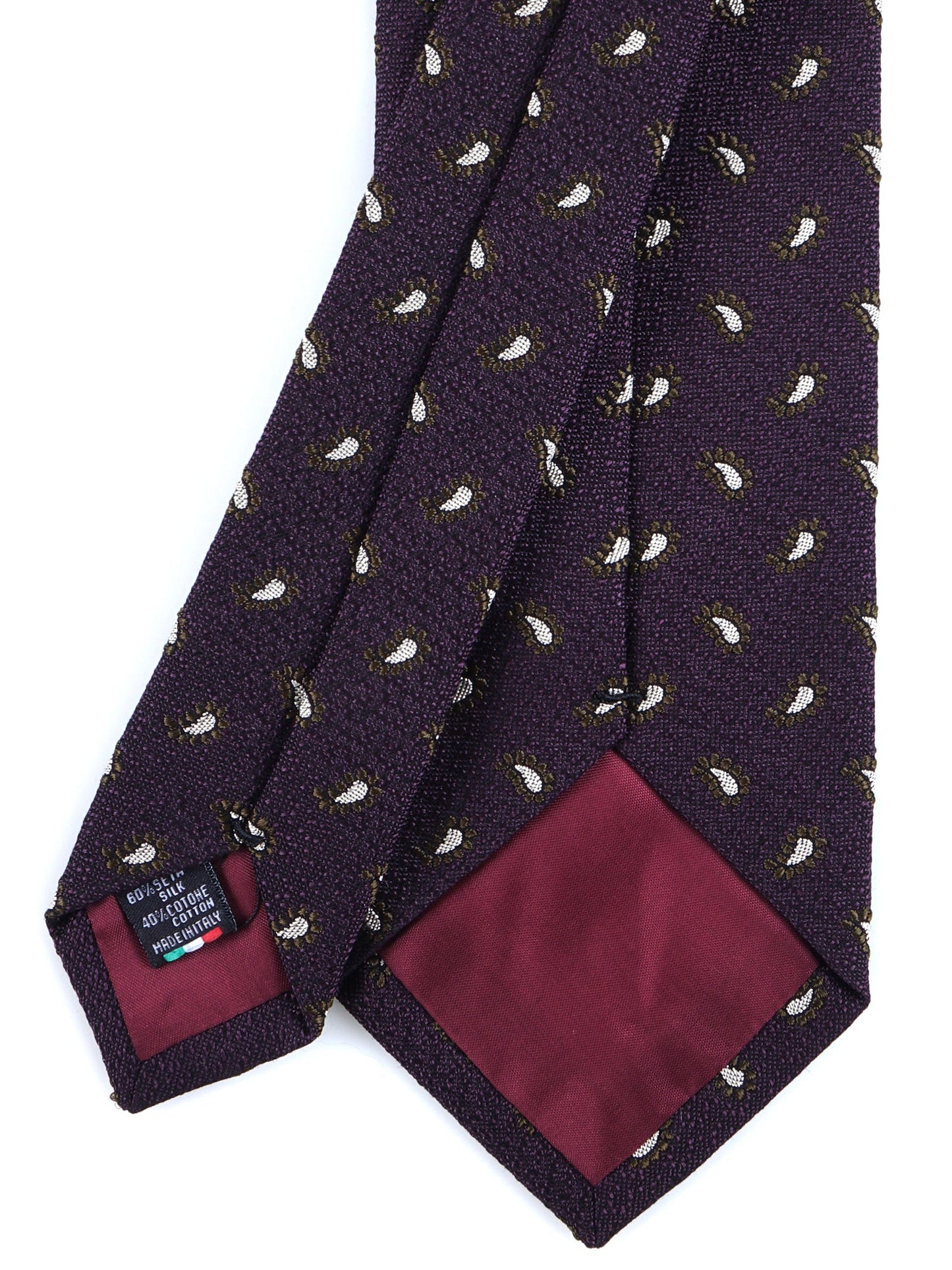 3 Fold Burgundy Silk/Cotton Tie VALENTIA