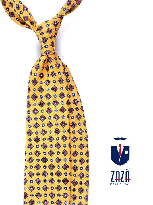 Yellow 3-Fold MARGY Printed Silk Tie