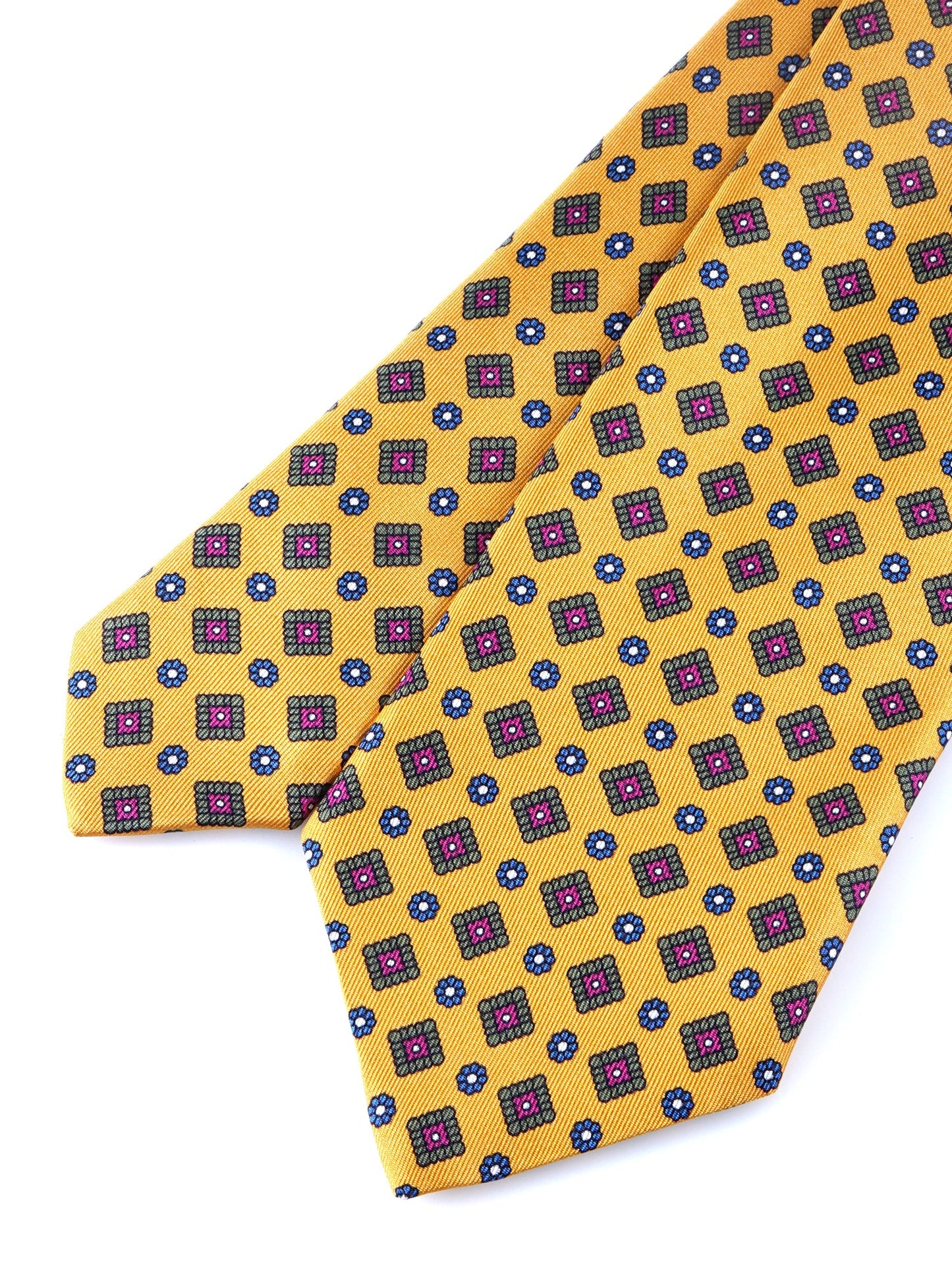 Yellow 3-Fold MARGY Printed Silk Tie