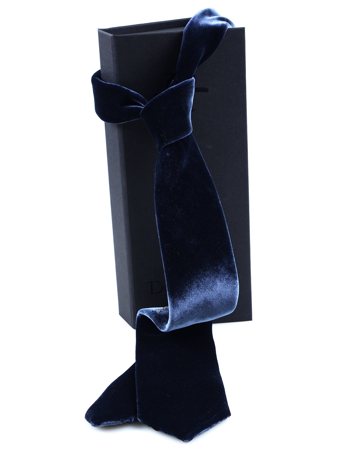 3-fold blue avio silk and viscose velvet tie CONRAD