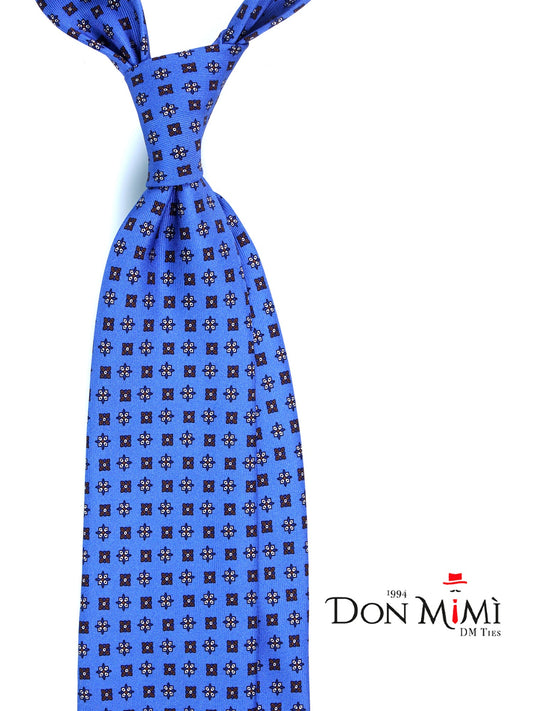 Air Blue Tie 3 Folds PAMELA in Printed English Silk
