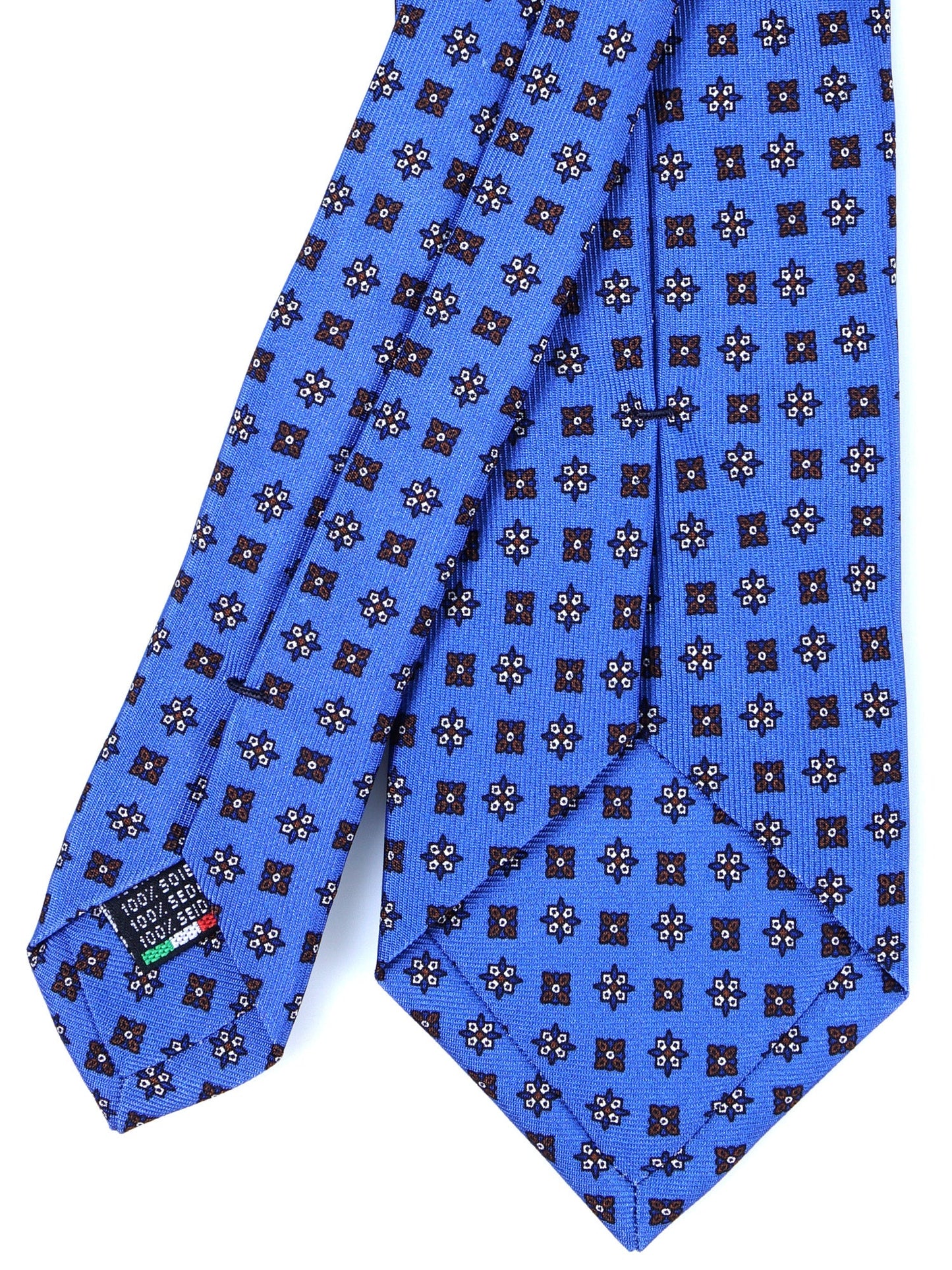 Air Blue Tie 3 Folds PAMELA in Printed English Silk