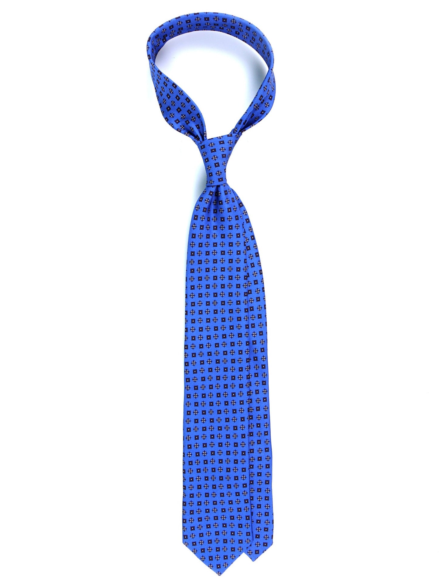 Air Blue Tie 3 Folds PAMELA in Printed English Silk
