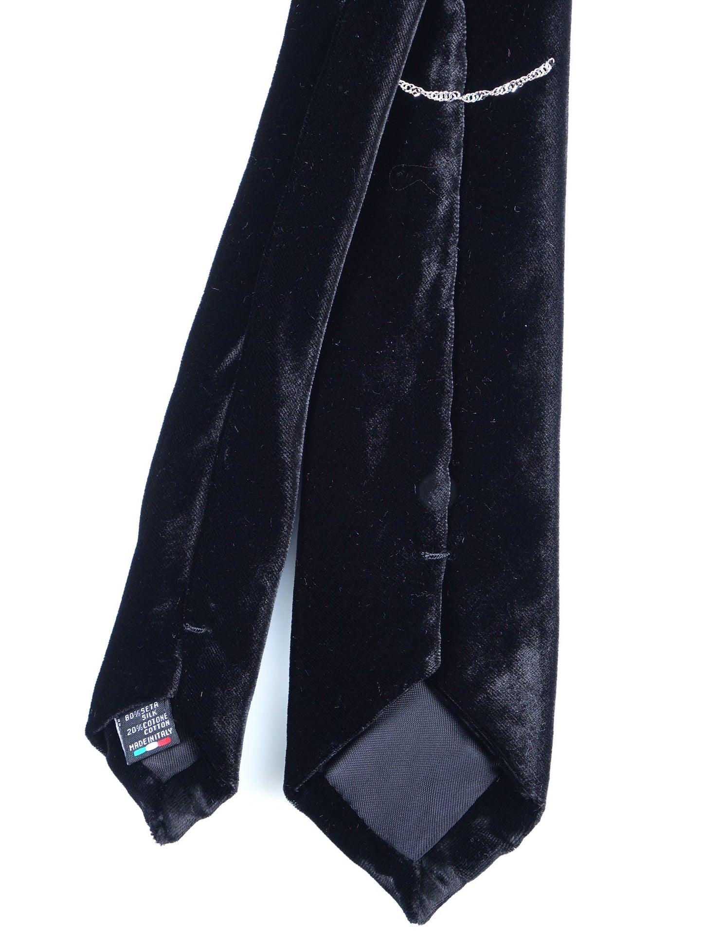 3 Folds Black Velvet Silk and Viscose Tie CONRAD