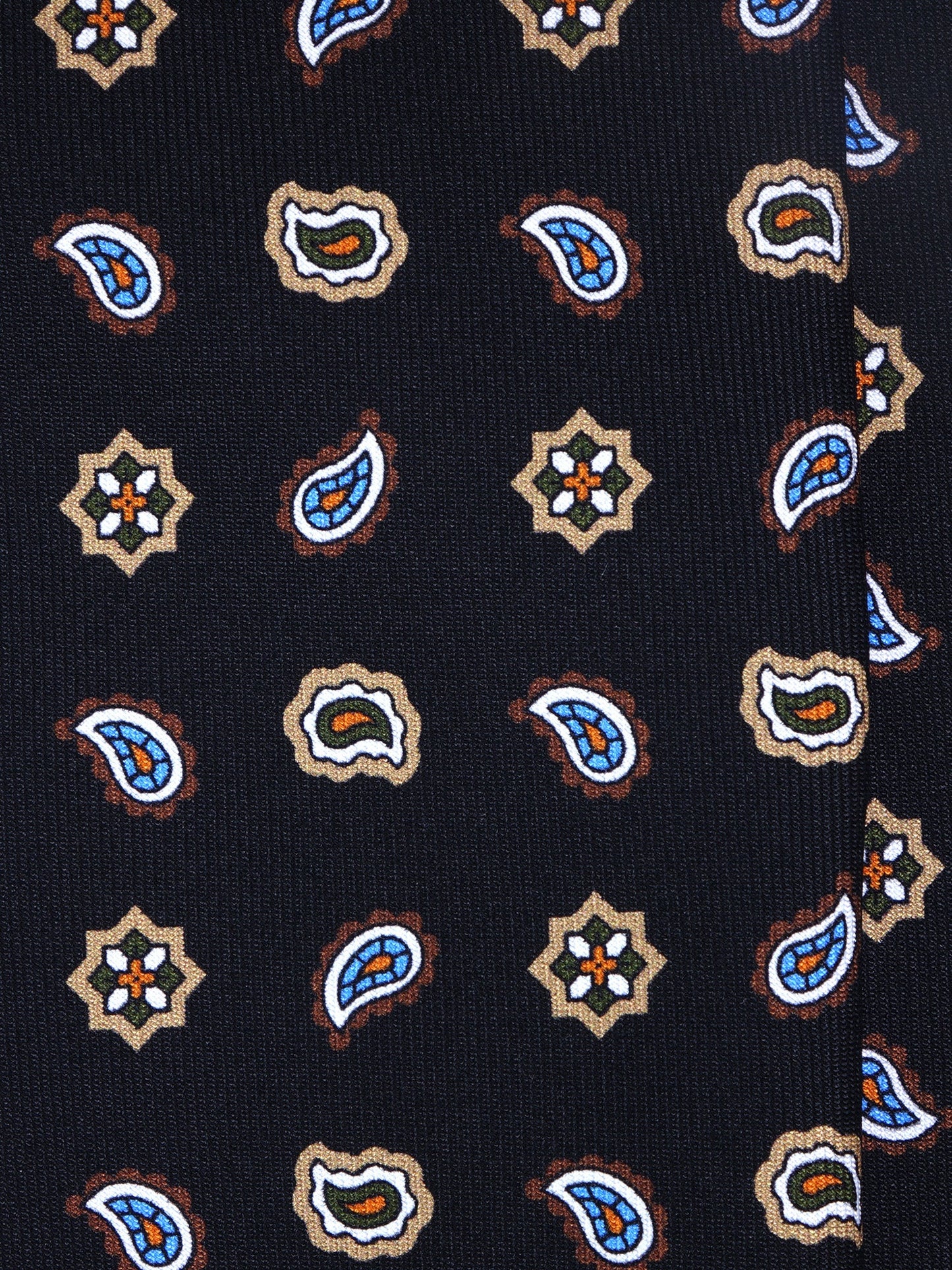 Black 3 Fold NIKKY Tie in Printed Silk