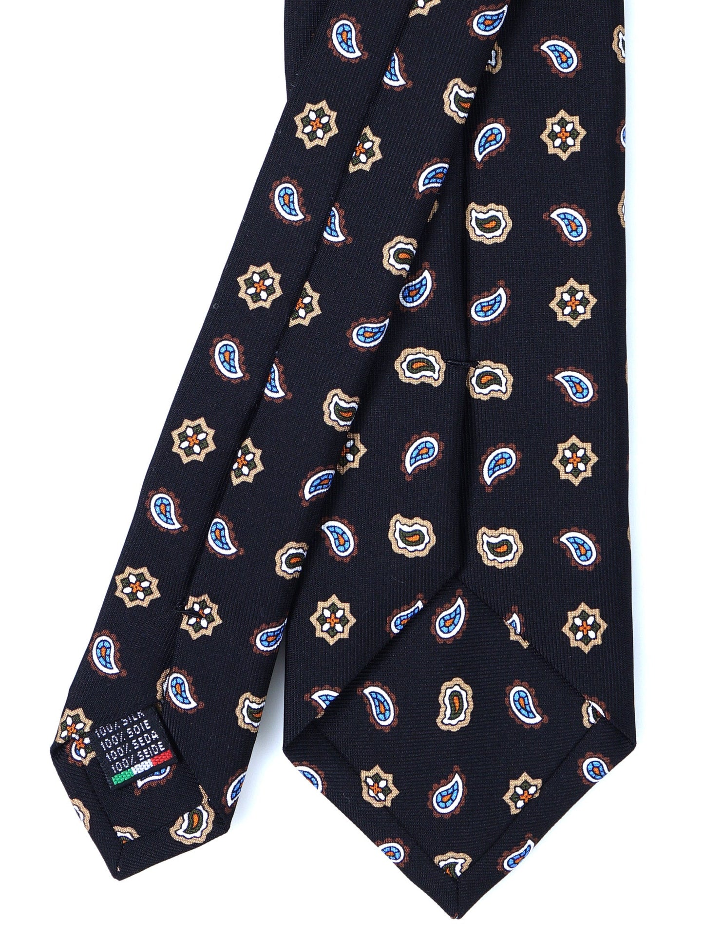 Black 3 Fold NIKKY Tie in Printed Silk