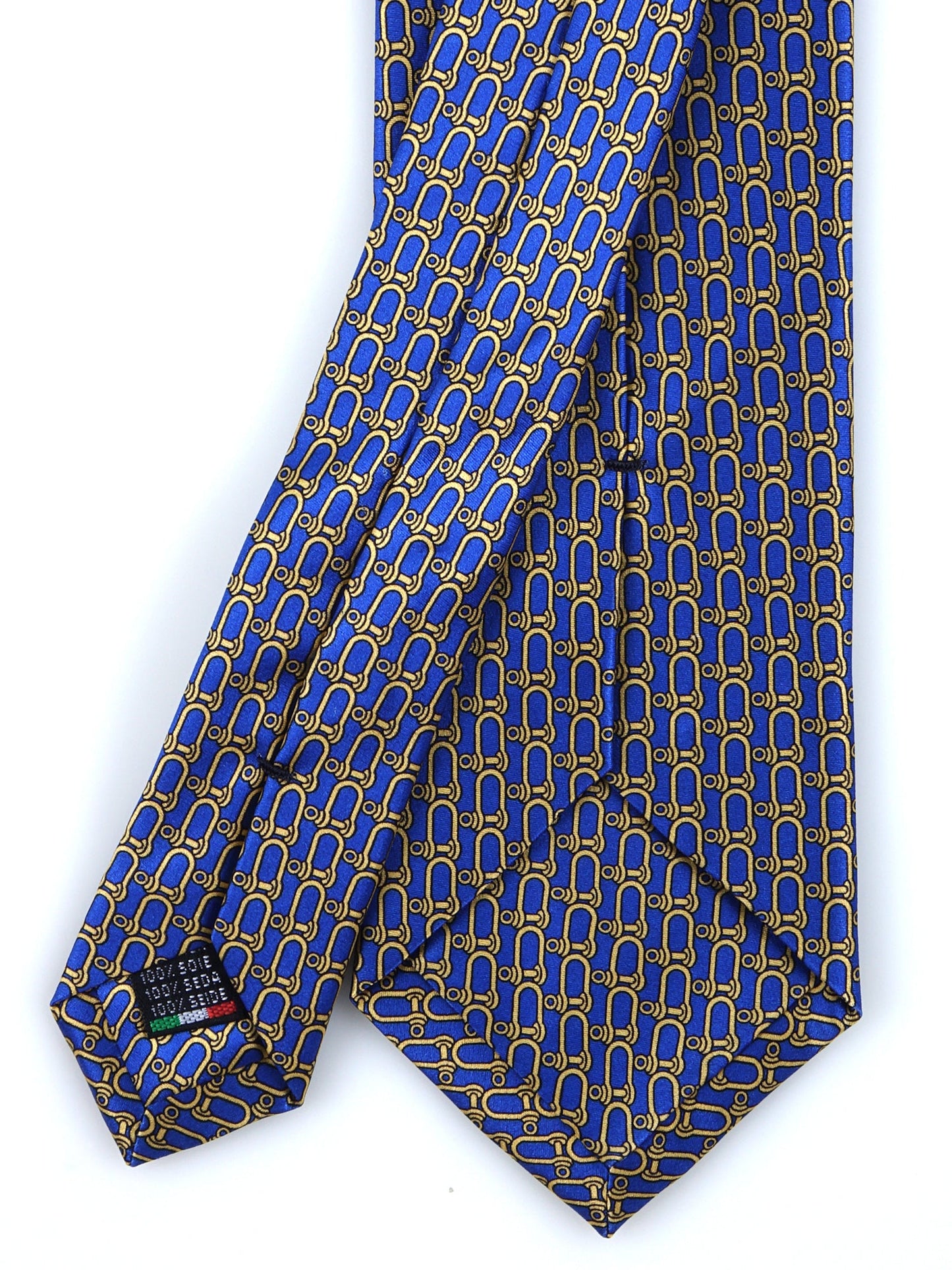 Blue Tie 3 Folds AKITA in Printed Satin Silk